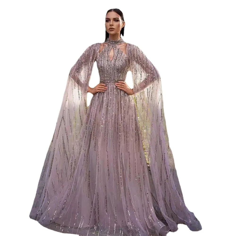 Elegant Spring Summer Women's Long Tulle Dress with Fringe Cross-Border Quality Fashionable mid Waist Fish Tail Gown