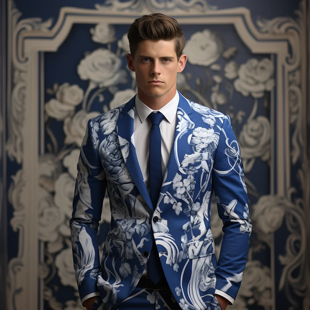 New Exquisite Noble Rose Suit Men\'s 3D Digital Printing Suit Cos Party Stage Nightclub Shiny Cool Performance Suit