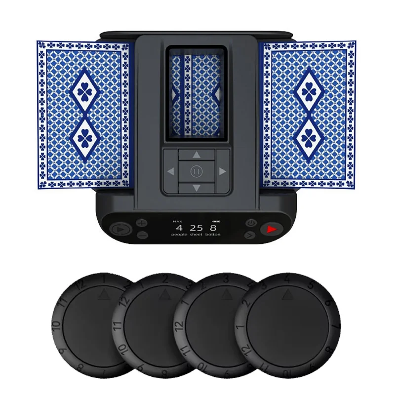 

Дилер автокарт 360° ° Вращающаяся машина для перемешивания с 4-кнопками для распределения игральных карт, перезаряжаемая