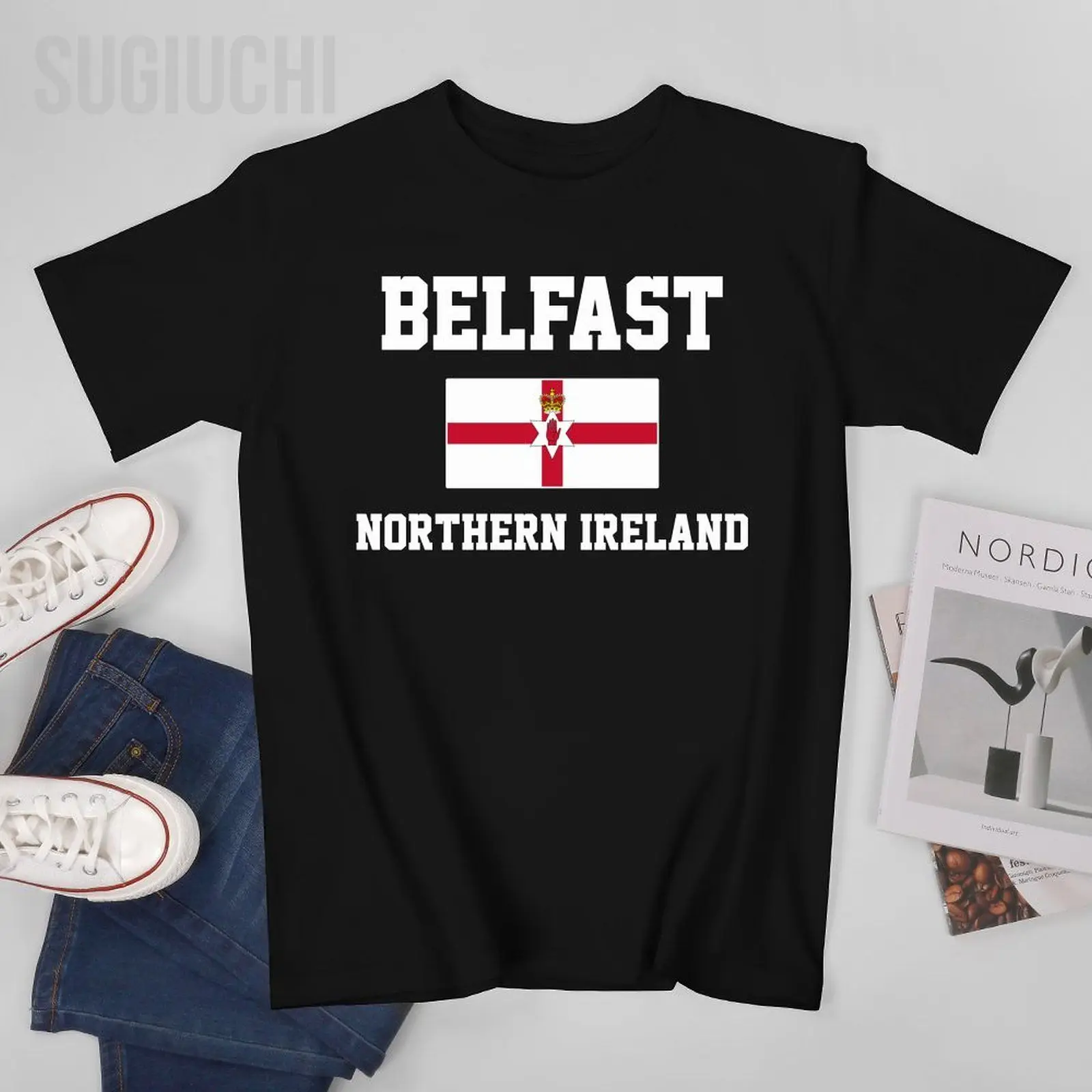 Bandera de Irlanda del Norte Belfast Capital hombres camiseta camisetas cuello redondo camisetas mujeres niños ropa 100% algodón