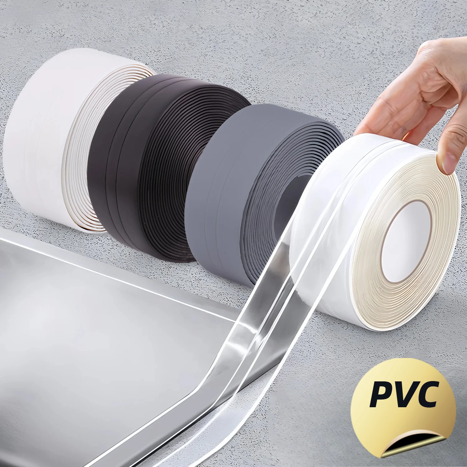 Fita Adesiva Selante de PVC Impermeável, Adesivo Antimofo para Parede, Vedação e Faixa de Junção para Banheiro, Cozinha, Chuveiro e Banheira