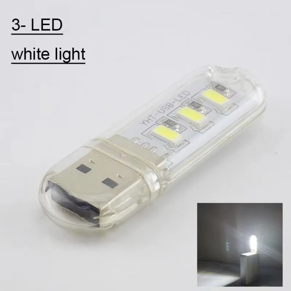 Portable 3LED USB Night Light White Light 5V DC Table Lamp Mini Night Lamp for Lighting Computer