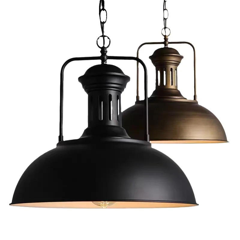 

Nordic single-head chandelier industrial retro wrought iron lampshade bar lid chandelier