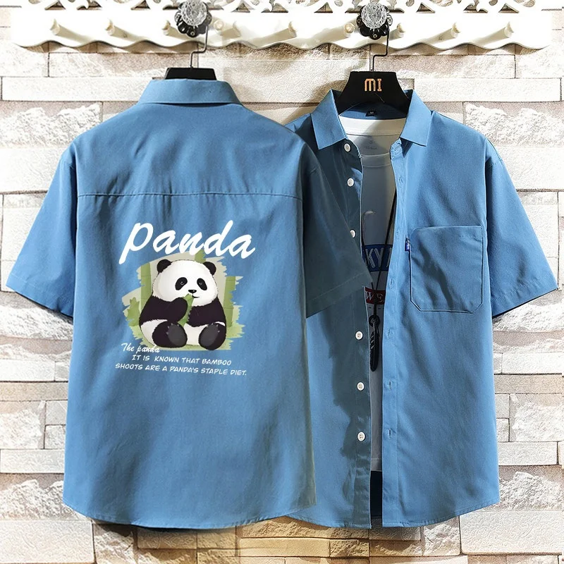 

Модная мужская рубашка свободного кроя с принтом и коротким рукавом, дышащая, летняя, модная верхняя одежда из полиэстера, молодежный стиль