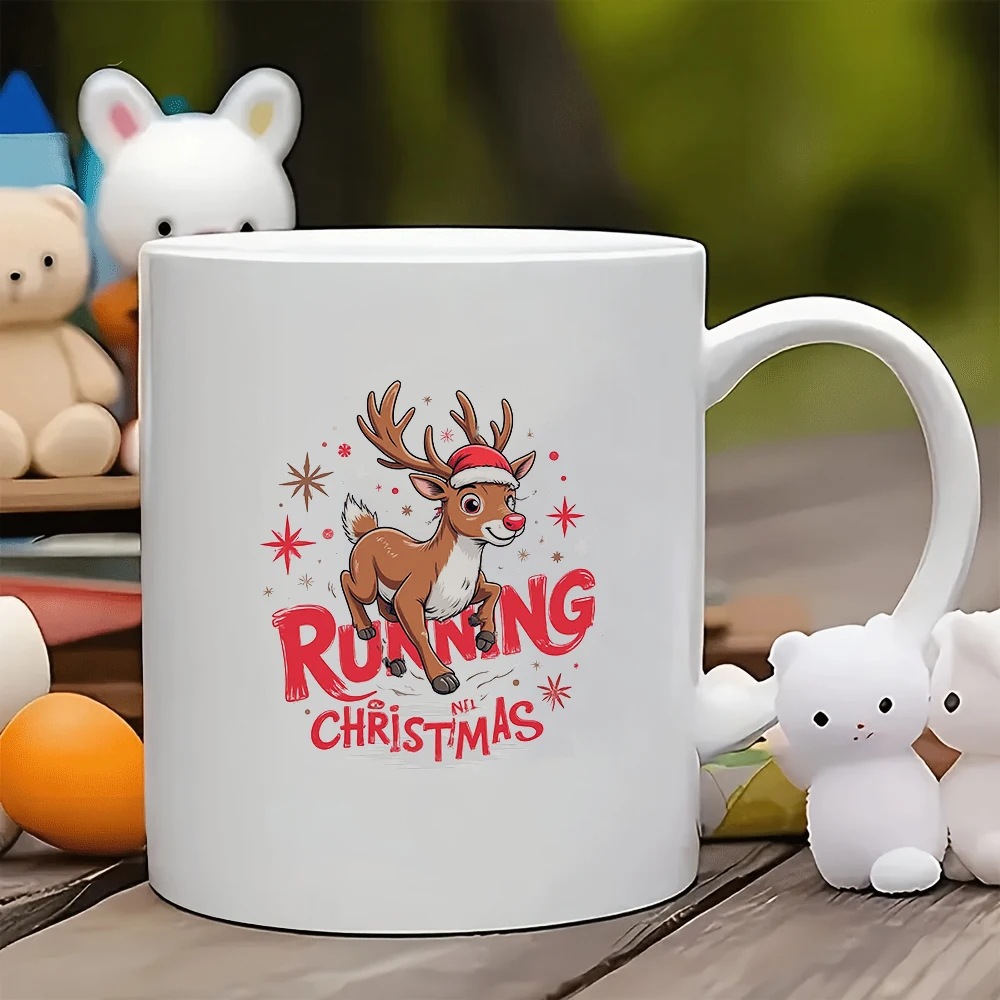 

11oz Mug + Cartoon Reindeer Christmas Hat + Creative Kids Cup + Family Office Coffee Cup - Essential Christmas Gift