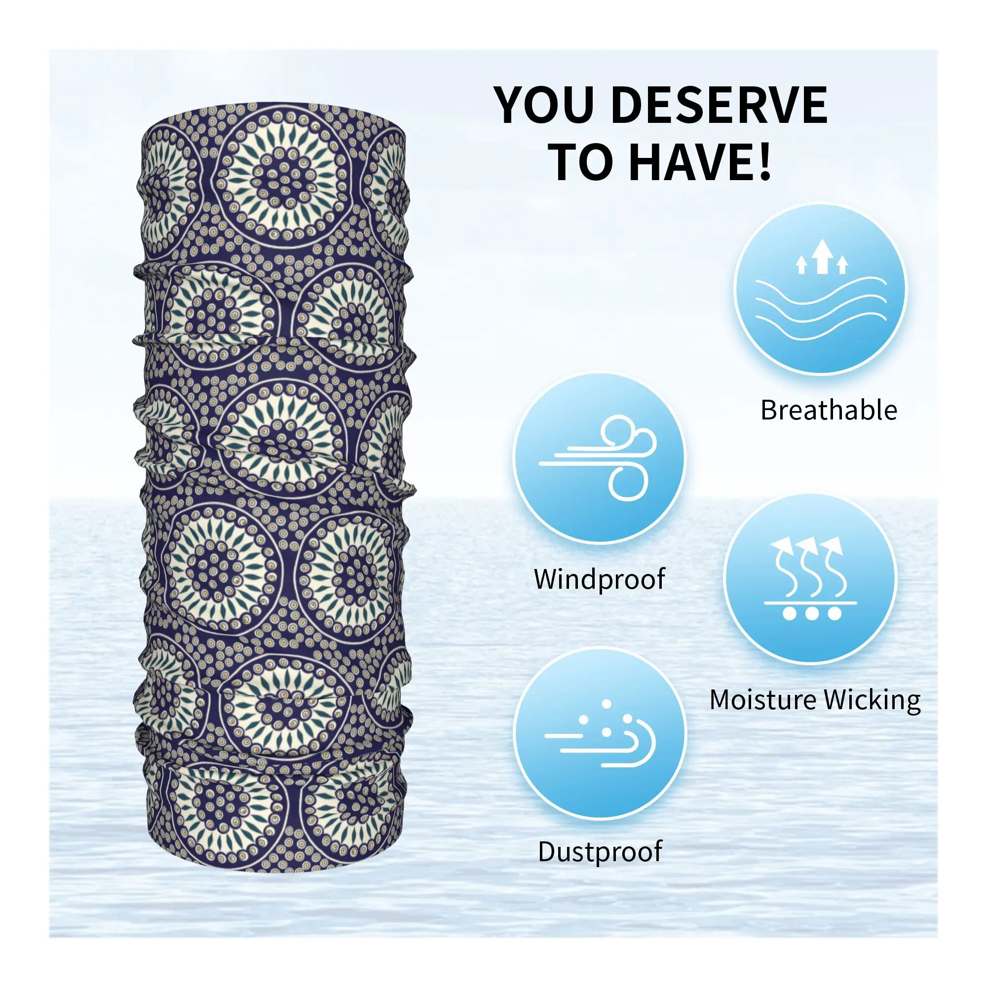 Boleslawiec السيراميك باندانا الرقبة الجراب قناع مطبوع وشاح قناع الوجه الدافئ ركوب الدراجات للرجال النساء الكبار يندبروف