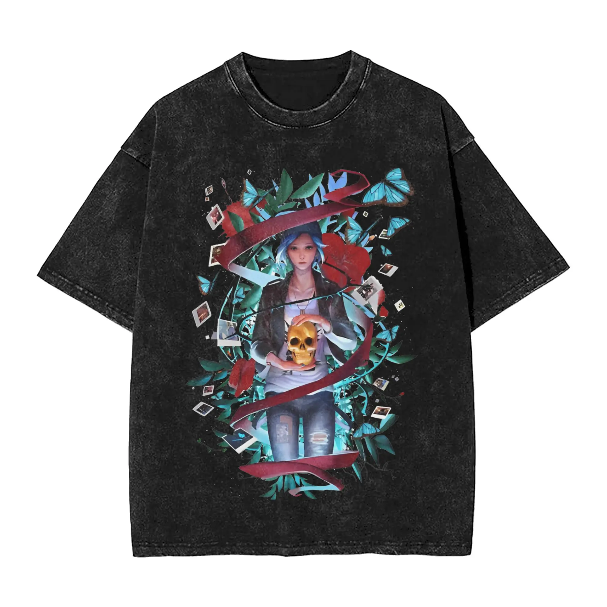 Trapped by Destiny T Shirt Washed 100% Cotton Oversize T-Shirts Life Is Strange Vintage Tops Streetwear Graphic Printed Tees
