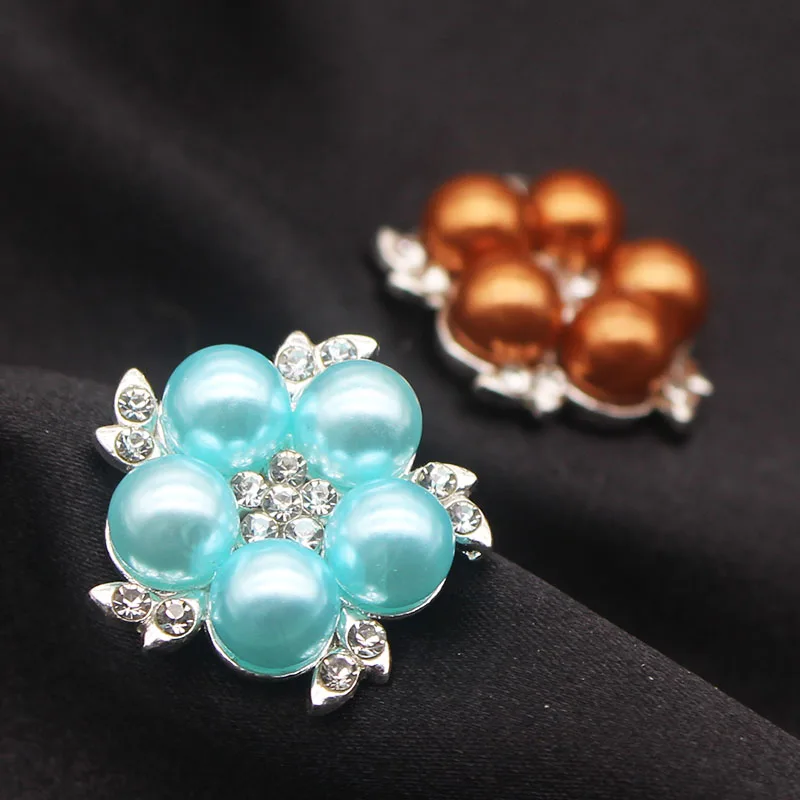 21MM Flower Pearl Button for Clothing Diy Manualidades Decorative Colorful Sewing Snap Button Rhinestone for Needlework