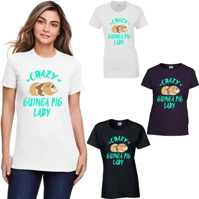 Crazy Guinea Pig Lady T Shirt Funny Proud Pet Lovers Tops