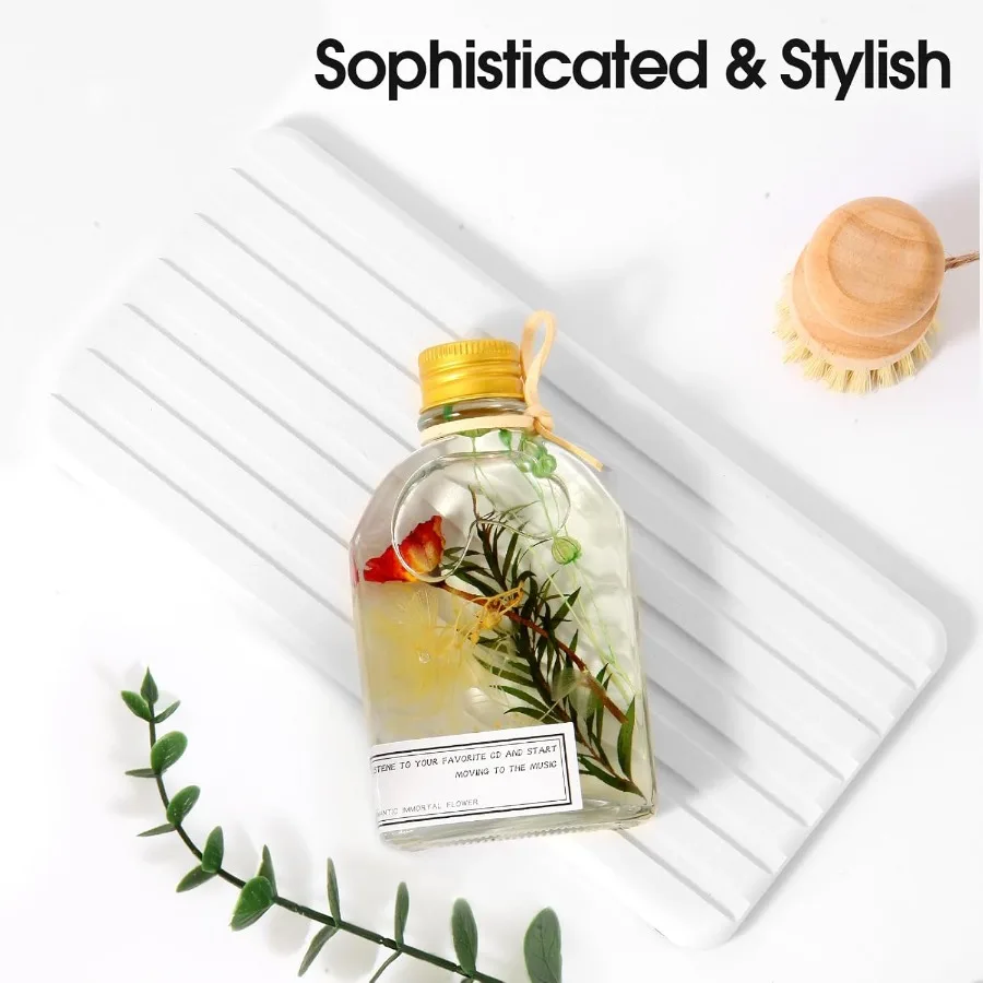 Sink Caddy 2Pcs Instant Dry Kitchen Sink Organizer Sponge Holder for Kitchen Sink Diatomaceous Pedestal Stand Riser with Silico