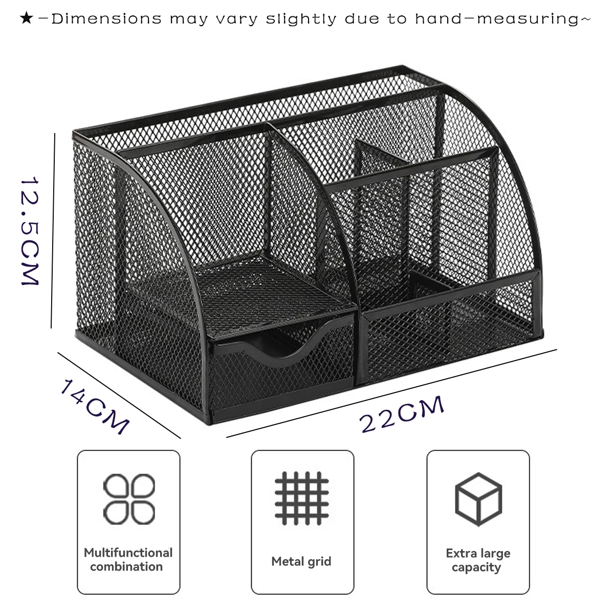 Seven-grid Multi-functional Combination Pen Holder Metal Hollowing Process Korean Stationery Desktop Storage and Organization