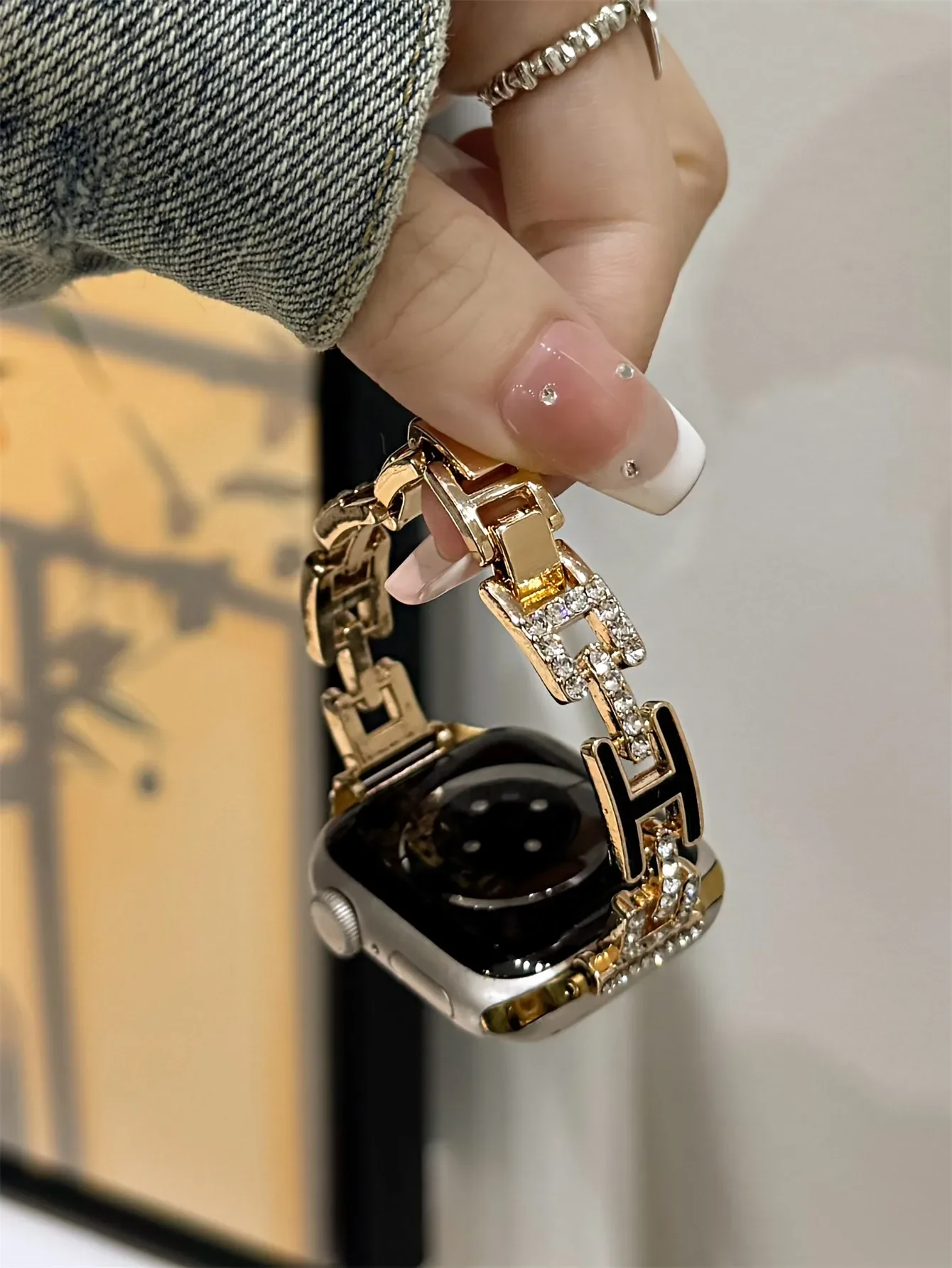 Металлический браслет Bling Advanced Letter для Apple Watch, женский ремешок серии 8/7/6/10/9 40 мм, 41 мм, 38 мм, 42 мм, 44 мм, 45 мм, 46 мм, ремешок