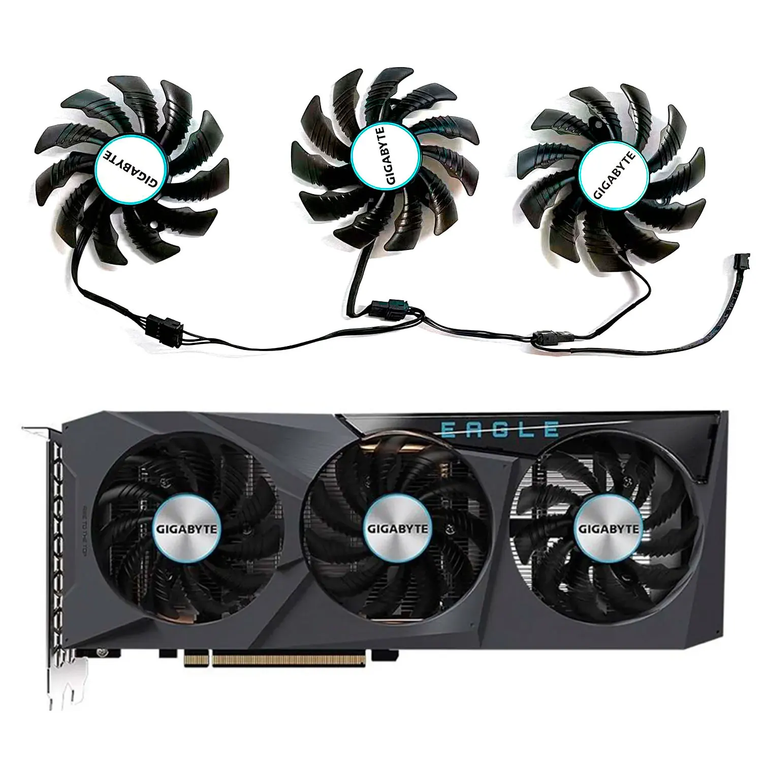 

75MM T128010SU Cooler Fan Replacement For Gigabyte Radeon RX 6600 6700 XT RTX 3070 Ti EAGLE Graphics Video Card Cooling