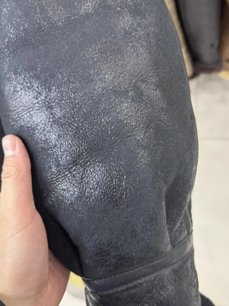 Natural Shearling Overcoat Mens Winter Thick Warm Motorcycle Jacket Vintage Genuine Leather Real Wool Lining Jacket Hooded Coat