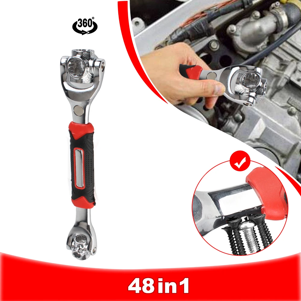 360 Degree Rotation Hand Tools Multipurpose Tiger Wrench Universal Socket Works 48 in 1 Tools Ratchet Spline Bolts Sleeve