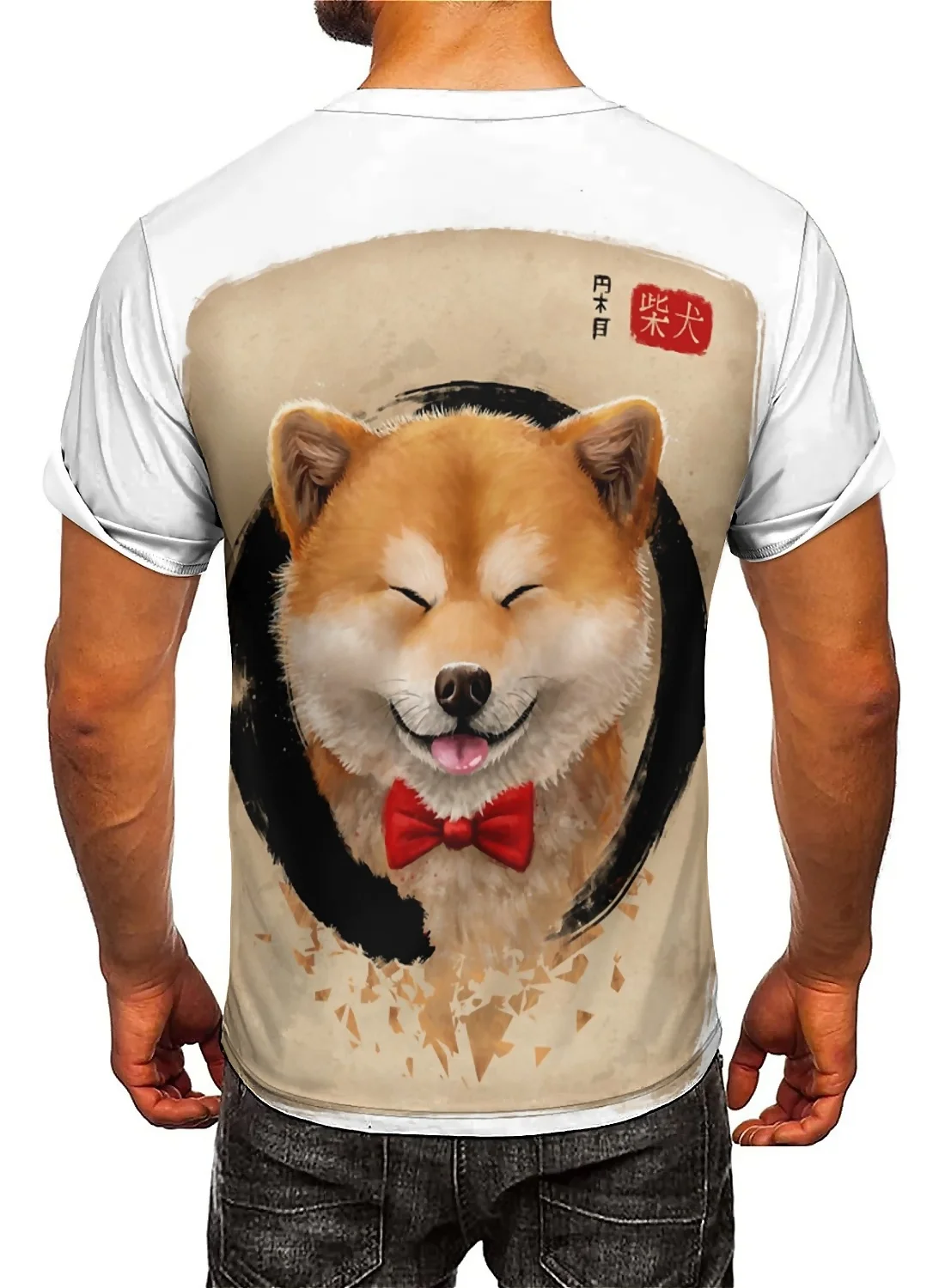 Men's 3D Print Short-sleeved T-shirt, Lightweight and Breathable Polyester Fabric, Unisex Printed Short-sleeved T-shirt