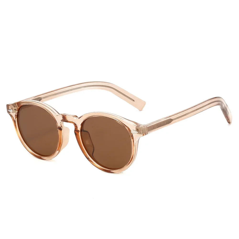 

TR90 Leg Sunglasses for Men Brown Black Round Polarized TAC Lens Sun Shades for Women Travel CP-Inner 2025 Korean Style