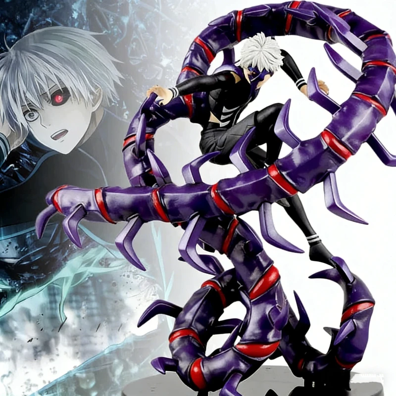 

28cm Tokyo Ghoul Half-Kakuja Centipede Form Kaneki Ken Action Figure White Hair Awakened One-Eyed Ghoul Statue Anime Toy Gift