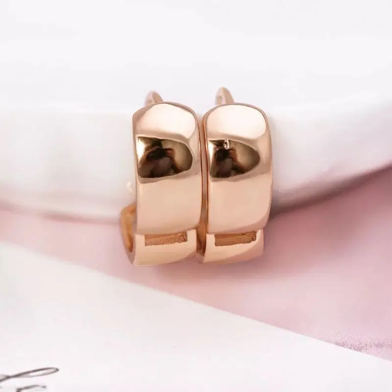 Classical No Stone Smooth Hoop Earrings for Women Fashion Jewelry Gold Color