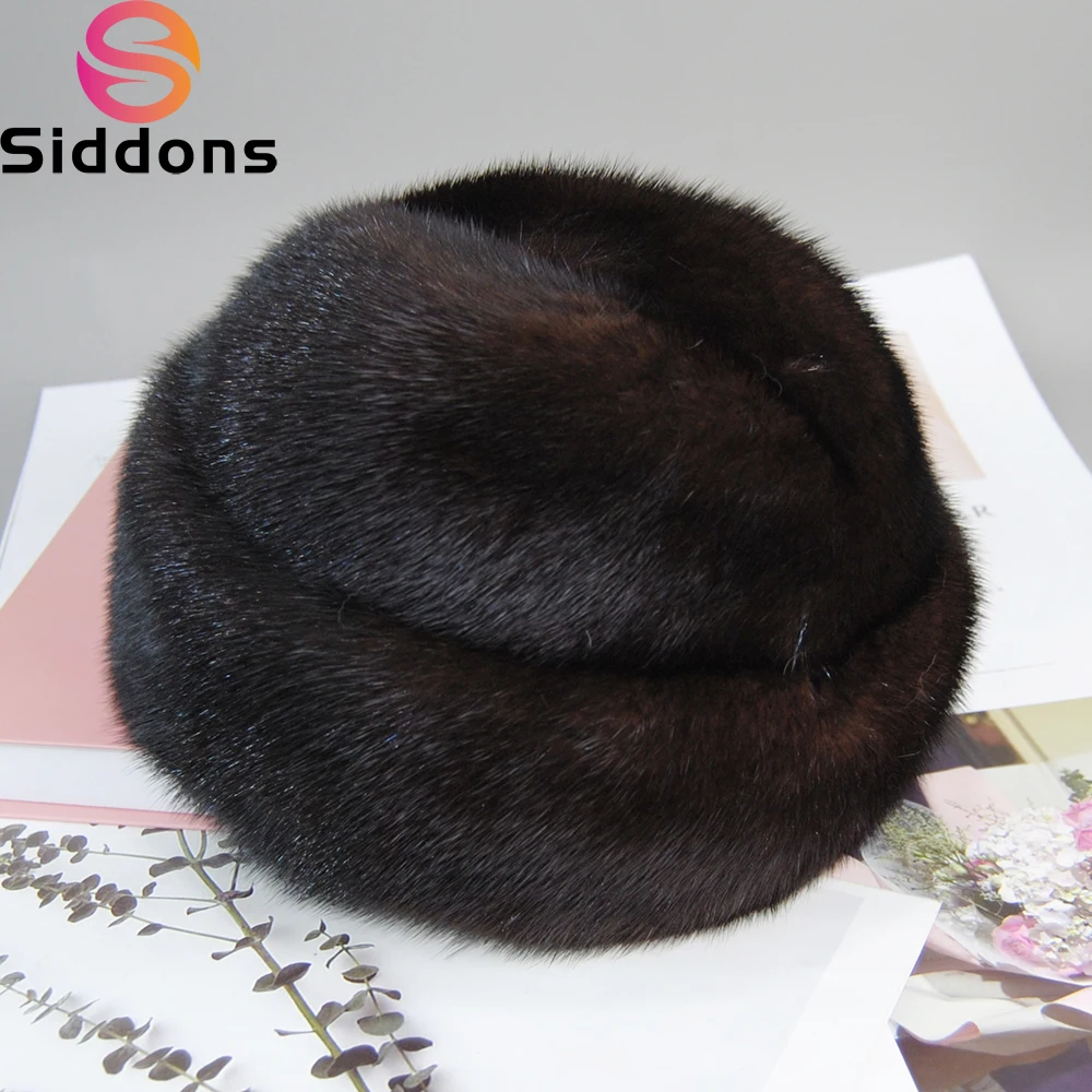 2024 Mink Fur Hat New Fashion Real Mink Fur Cap Winter Warm Top Hat Headgear Beanie Beret Natural Real Mink Fur Cap For Unisex