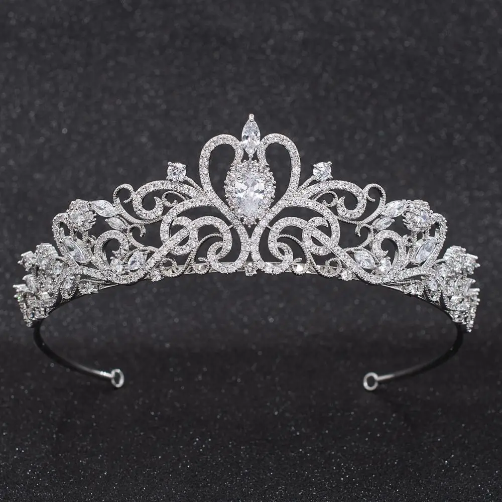 

Classic Cubic Zirconia Wedding Bridal Tiara Diadem Crown Women Girl Prom Hair Jewelry Accessories Real Platinum Plated CH10316