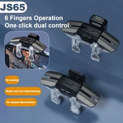 JS65 6 Fingers Mobile Phone Game Trigger Handle Controller Aim Shooting L1R1 Key Button Gamepad Joystick for IOS Android PUBG