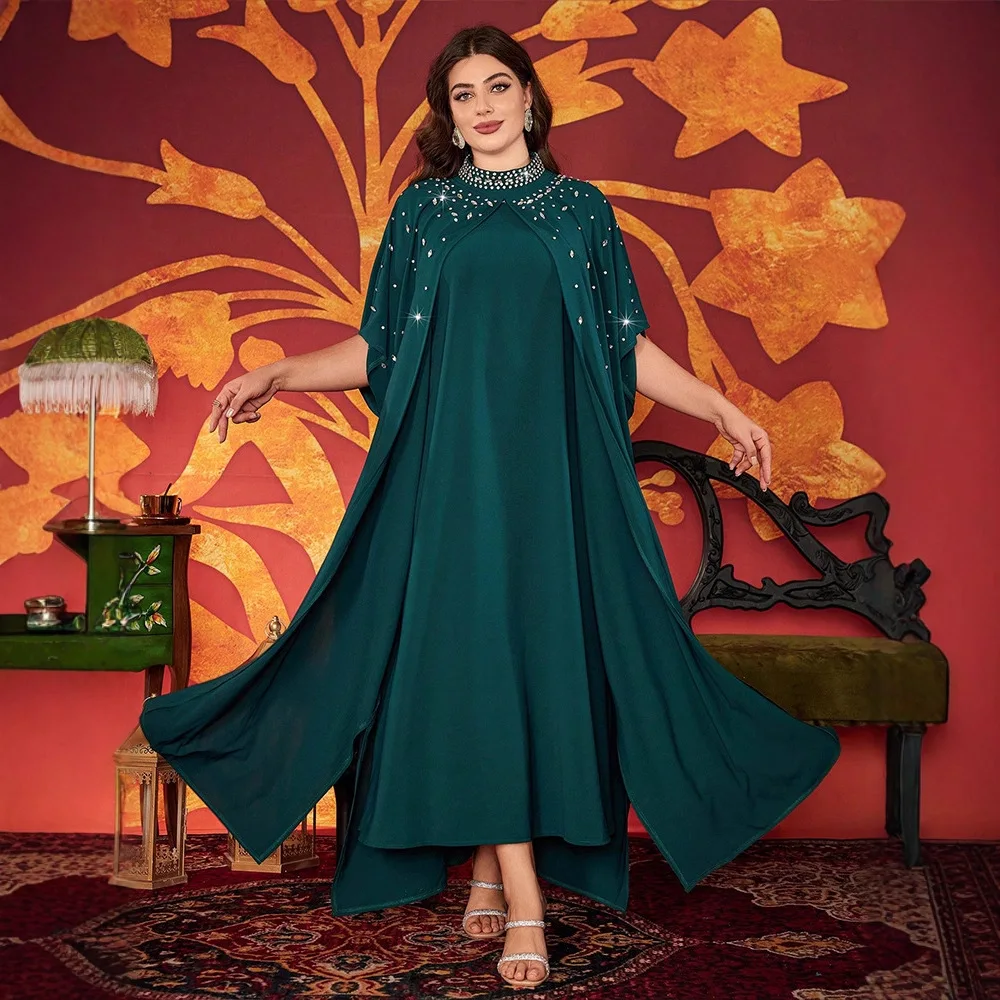 

Дубай с открытой передней частью мусульманских женщин Abbayas арабское внутреннее платье исламская одежда наряд кафтан костюм комплект из 2 предметов костюм мусульманская Джеллаба