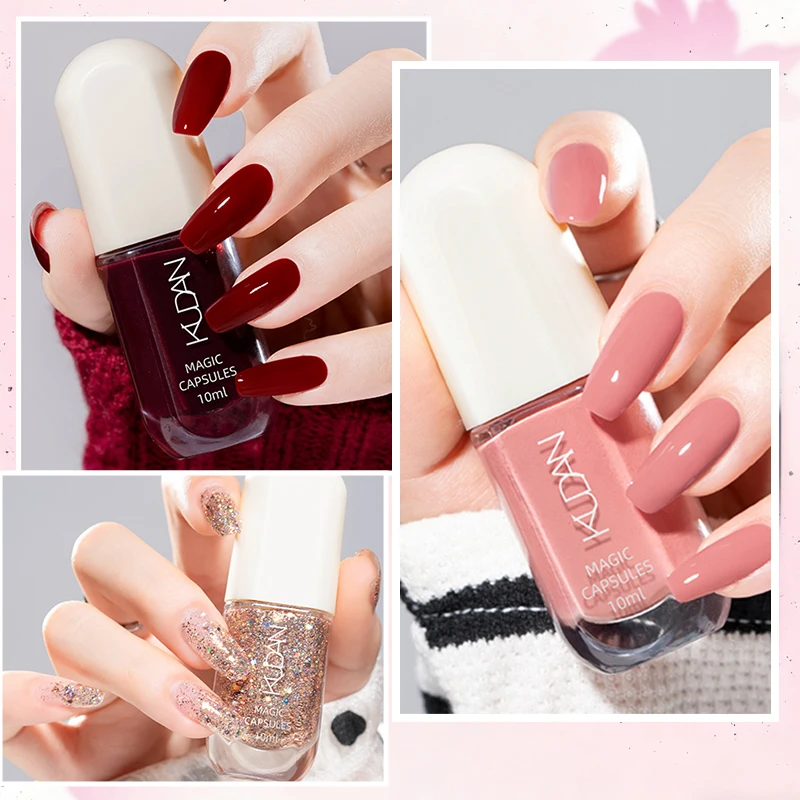 Esmalte KUDAN Dark Borgonha, sem álcool - fórmula de longa duração de secagem rápida sem iluminação, superfície brilhante e brilhante