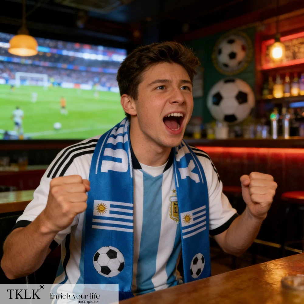 1pc Fan Scarf Banner for Men's Dressing and Accessory - World Fan Themed Scarf with Tassels Washable, Stadium Matches & Soccer