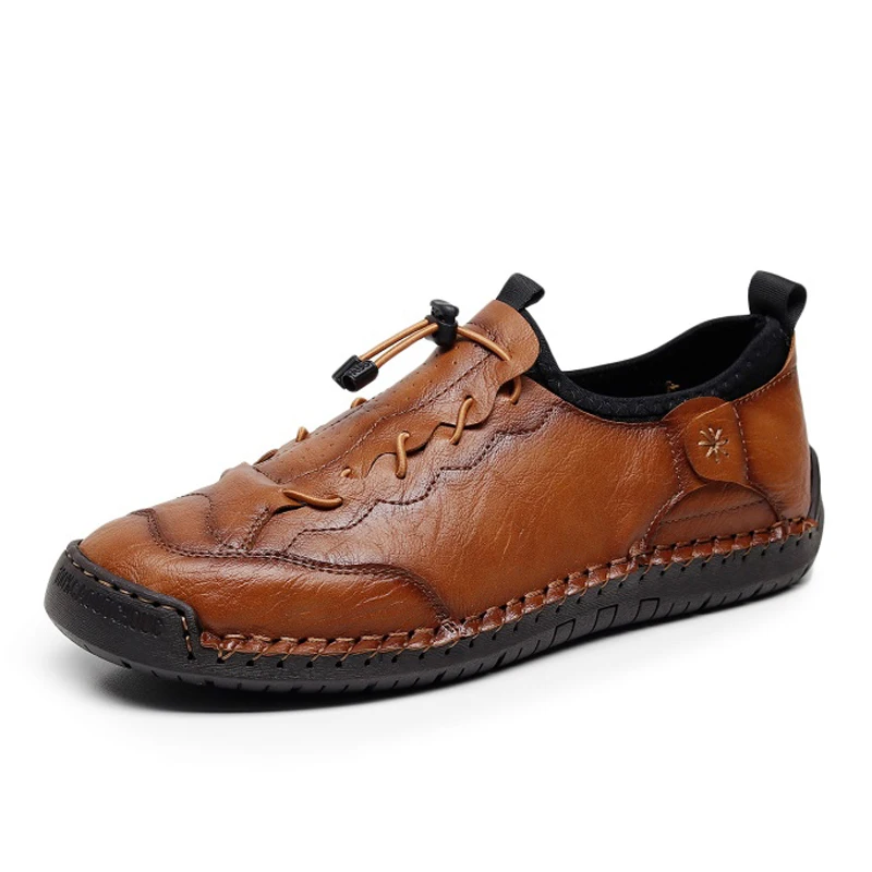 

One foot handmade casual leather shoes with genuine leather stitching technology, breathable and non stuffy, suitable for men's