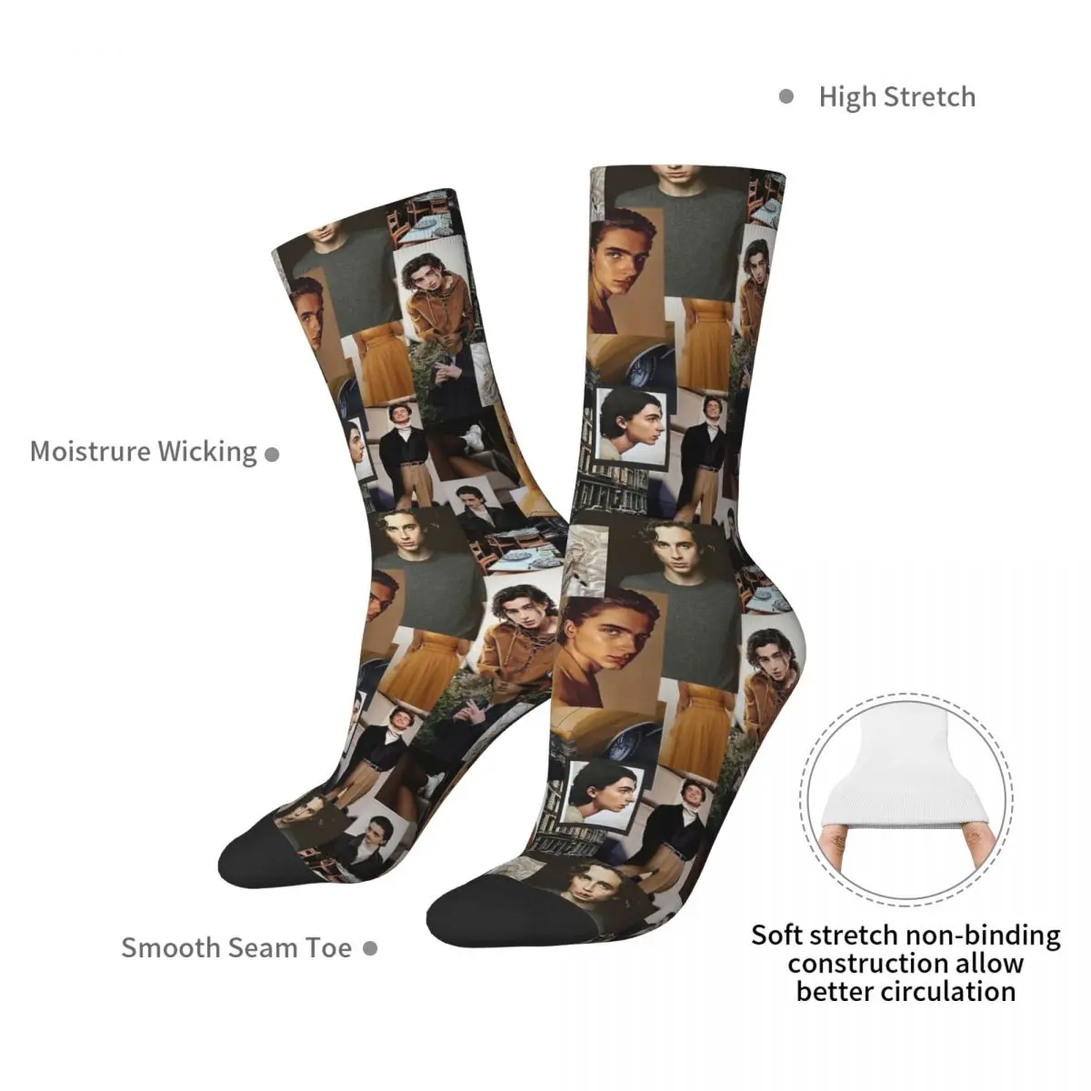 Timothee-calcetines de hombre y mujer para adultos, calcetín Unisex, Chalamet Collage