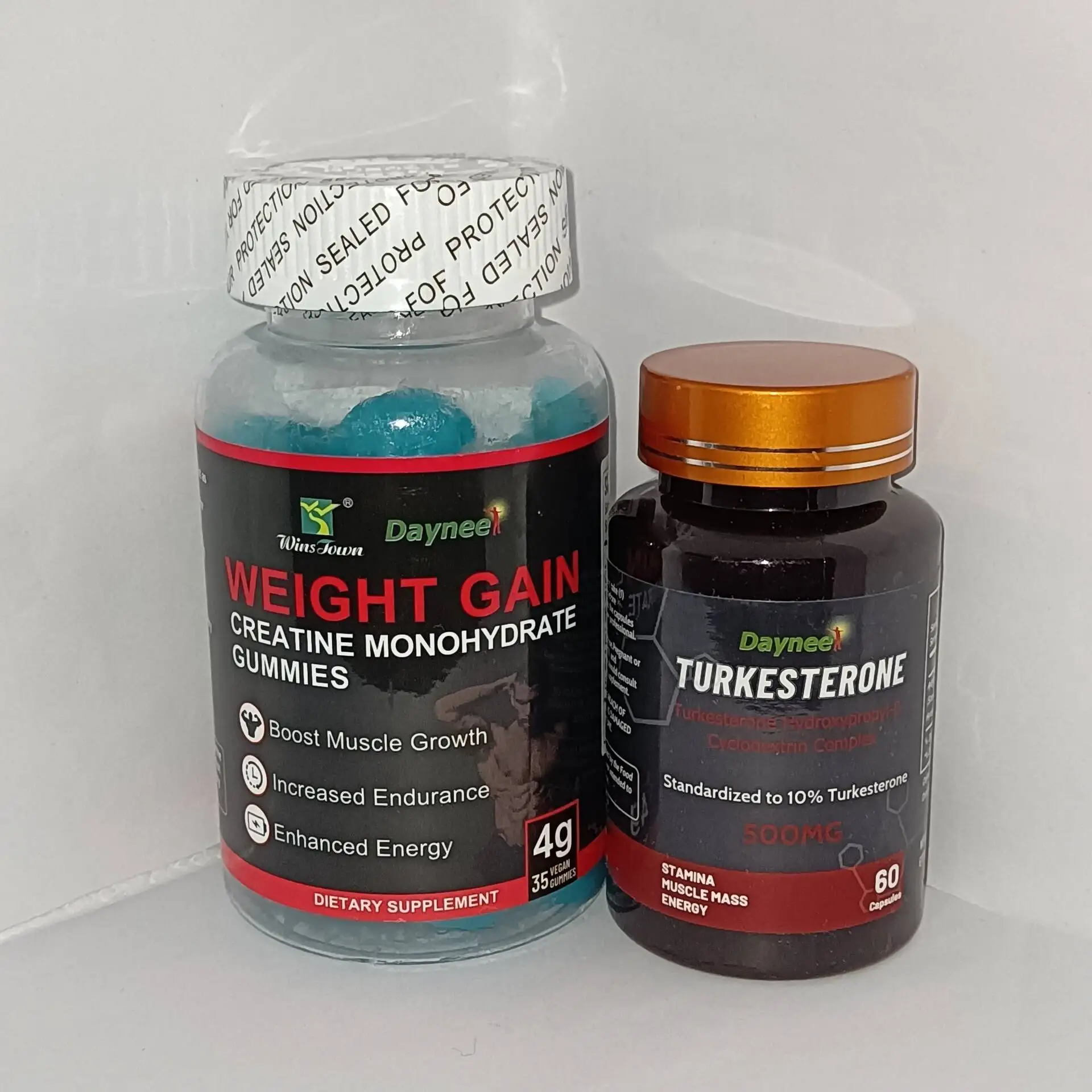 

2 Bottle Turkesterone Capsule Mass Gainer+ Weight Gain Gummies Increase Muscle Fudge Muscle Growth and Strength health food