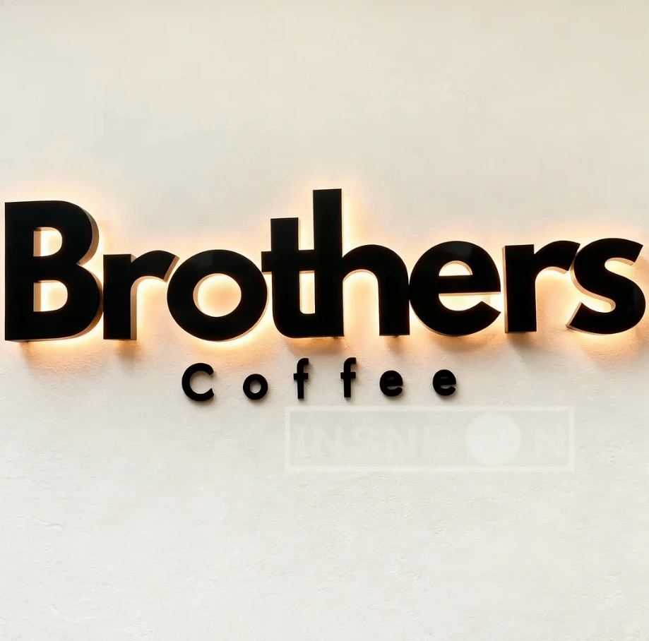 3D Metal Business Sign Backlit Custom LED Logo Sign: Signboard Advertising Neon Bar Barber Shop Addressable Gadget Alive Fish