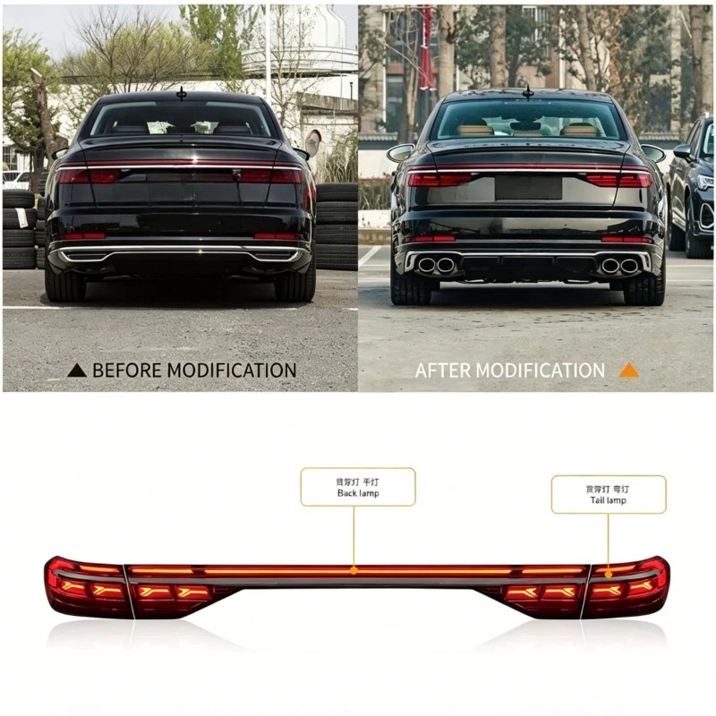 Upgrade From Stock Low-end Taillights to High-end LED Taillights, Compatible with 2018-2022 A8 D5 Models.