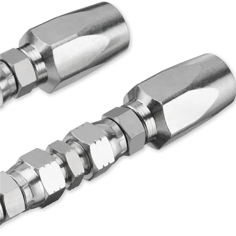 طقم إصلاح خرطوم هيدروليكي 4 قطع، قابل لإعادة الاستخدام، تركيب إصلاح هيدروليكي قابل لإعادة الاستخدام بسلكين 3/8 بوصة