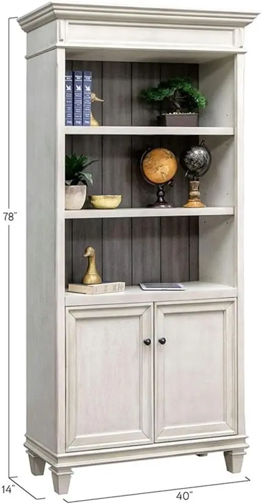 Libreria per mobili con ante inferiori, libreria bianca, libreria per bambini