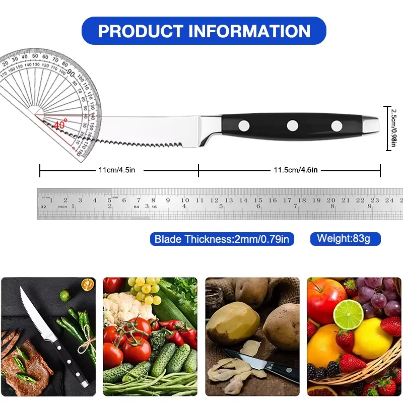 Stainless Steel Steak Knife Set 2/4/6p Highly Polished Handle Barbecue Tourist Facas De Cozinha Steak Knife Serrated Bread Knife