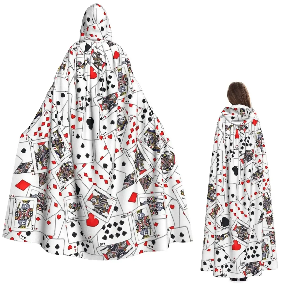 

Игральные карты, длинный плащ с капюшоном, средневековый костюм ведьмы, накидка для косплея, пальто на Хэллоуин для взрослых, унисекс