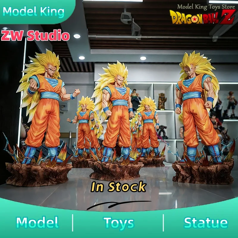 

ZW studio Dragon Ball Anime Figures Ssj3 Goku Figures 35cm Son Goku Figurine PVC Statue Collection Model Gift Toy Can emit light
