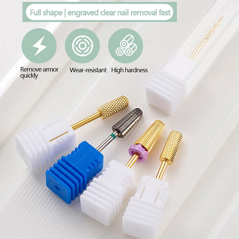 Punta da trapano per unghie in acciaio al tungsteno Punte per macchina per manicure elettrica Punte per fresa Teste abrasive Accessori per strumenti per manicure