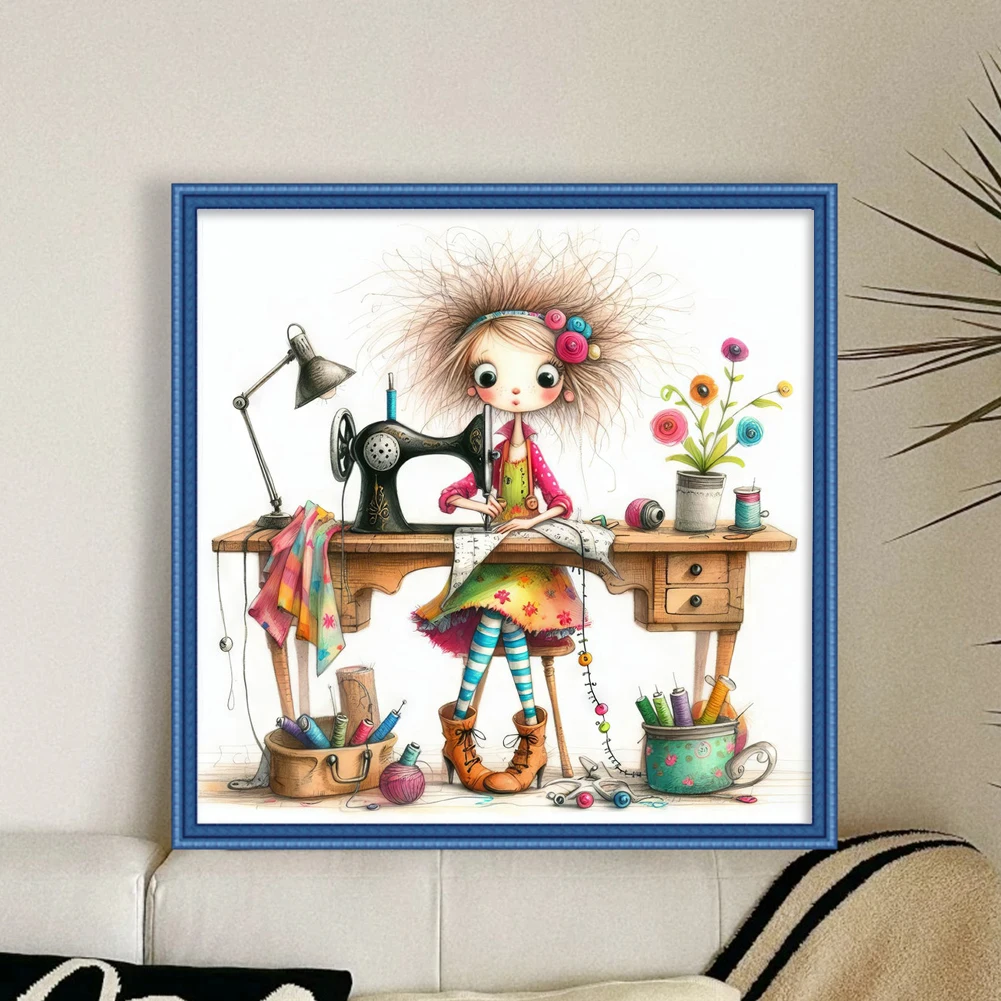 

Полная вышивка хлопчатобумажной нить 11CT с принтом Girl Набор для вышивки крестом Art 40x40см