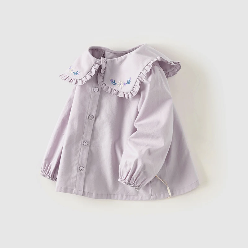 Dave Bella Children's Shirt Clothes 2024 New Autumn Girls' Baby Blouse Cute Sweet Pure Cotton Top DB3242495