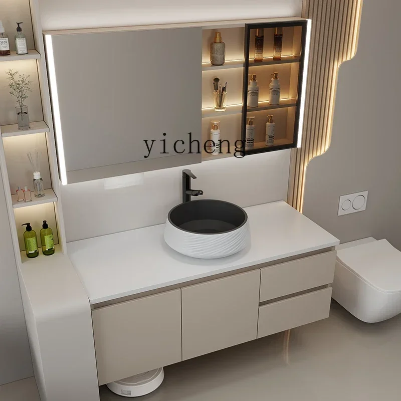 Light Luxury Bathroom Cabinet Combination Intelligent Floor-to-ceiling Washbasin Upper Basin Bed And Breakfast Bathroom-l3
