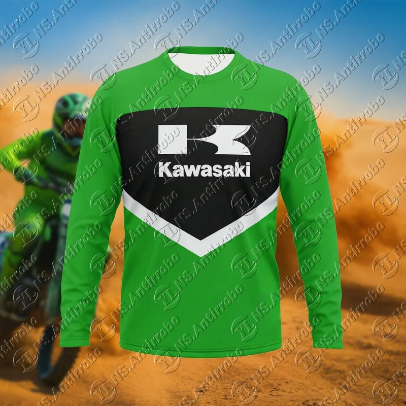 

Kawasaki мотоциклетный трикотаж с длинными рукавами, быстросохнущая дышащая рубашка для бездорожья для мужчин, езда на открытом воздухе, ежедневное использование и соревнование