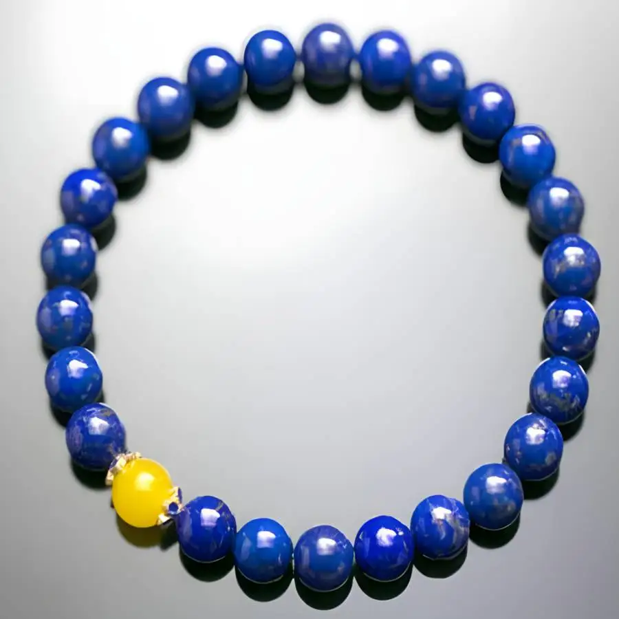 

8mm Topaz Lazuli Gemstone Mala Stretchy Bracelet Chaplet Men's Stone Women Japa Yoga Bodhi Buddha Mala zazen Bohemian Chakra