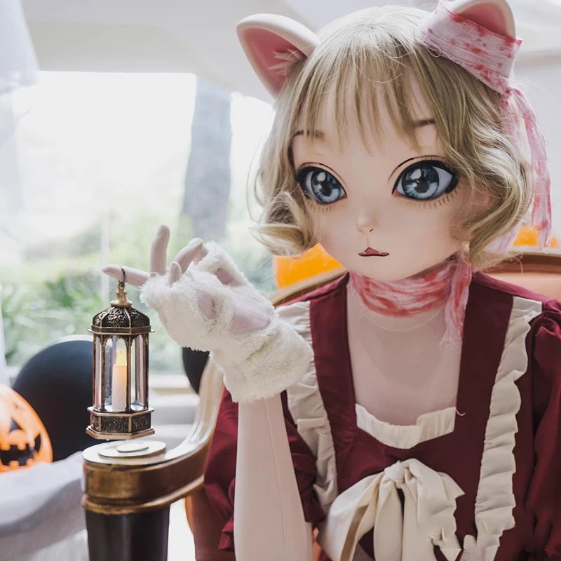 Máscara de gato bonita personalizable, media cabeza de resina/cabeza completa o máscara Kigurumi BJD, Cosplay de Anime, máscara de animal bonita Kig