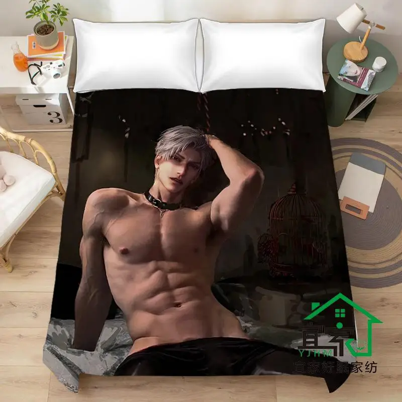 

Anime Love and Deepspace Sylus Zayne Rafayel Cosplay Abdominal Muscle Bed Sheet Bedspread Cartoon Flat Sheets Adorn Xmas Gift