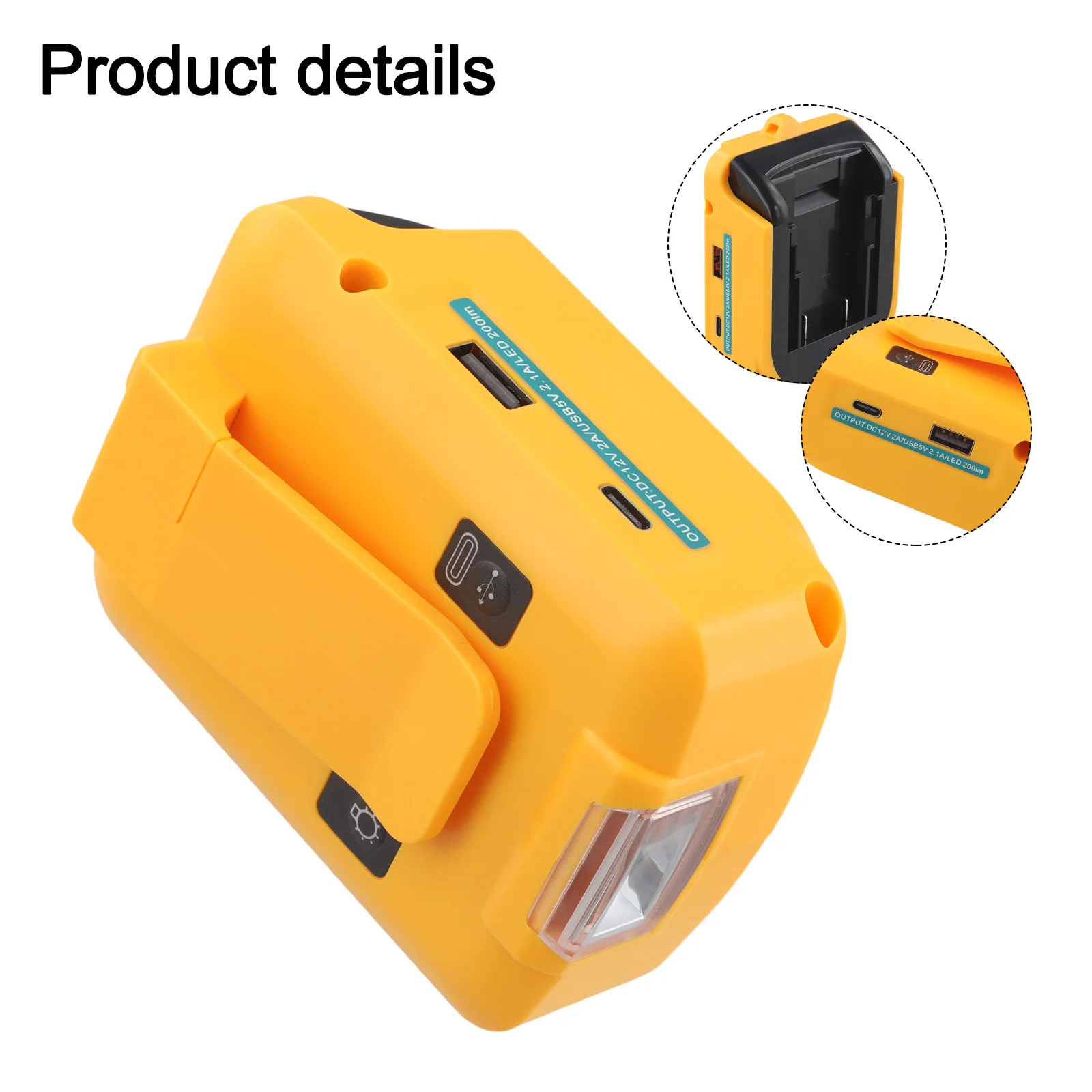 

Для инструментов DEWALT, адаптер питания Power Bank, наружное освещение, показ как на картинке, встроенный рабочий свет, энергоэффективность