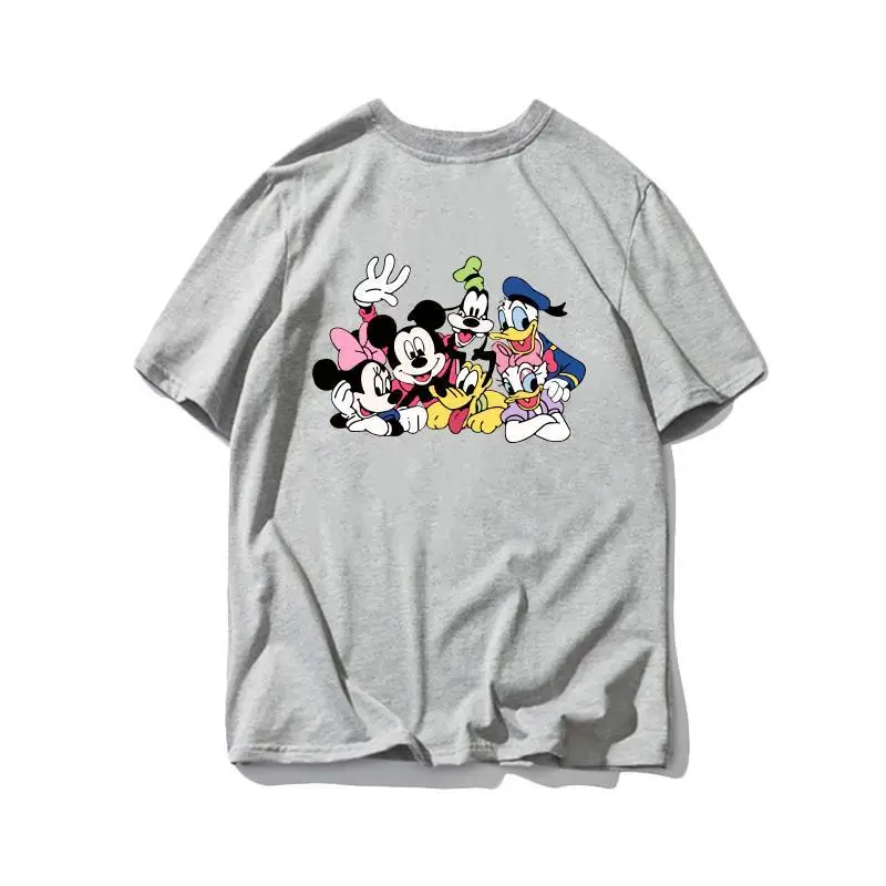 Disney Mickey Vrienden Zwarte T-shirt Mannen Vrouwen 2025, Zomer Katoen Casual Tops Mickey Minnie Donald Goofy Pluto Daisy Group Print