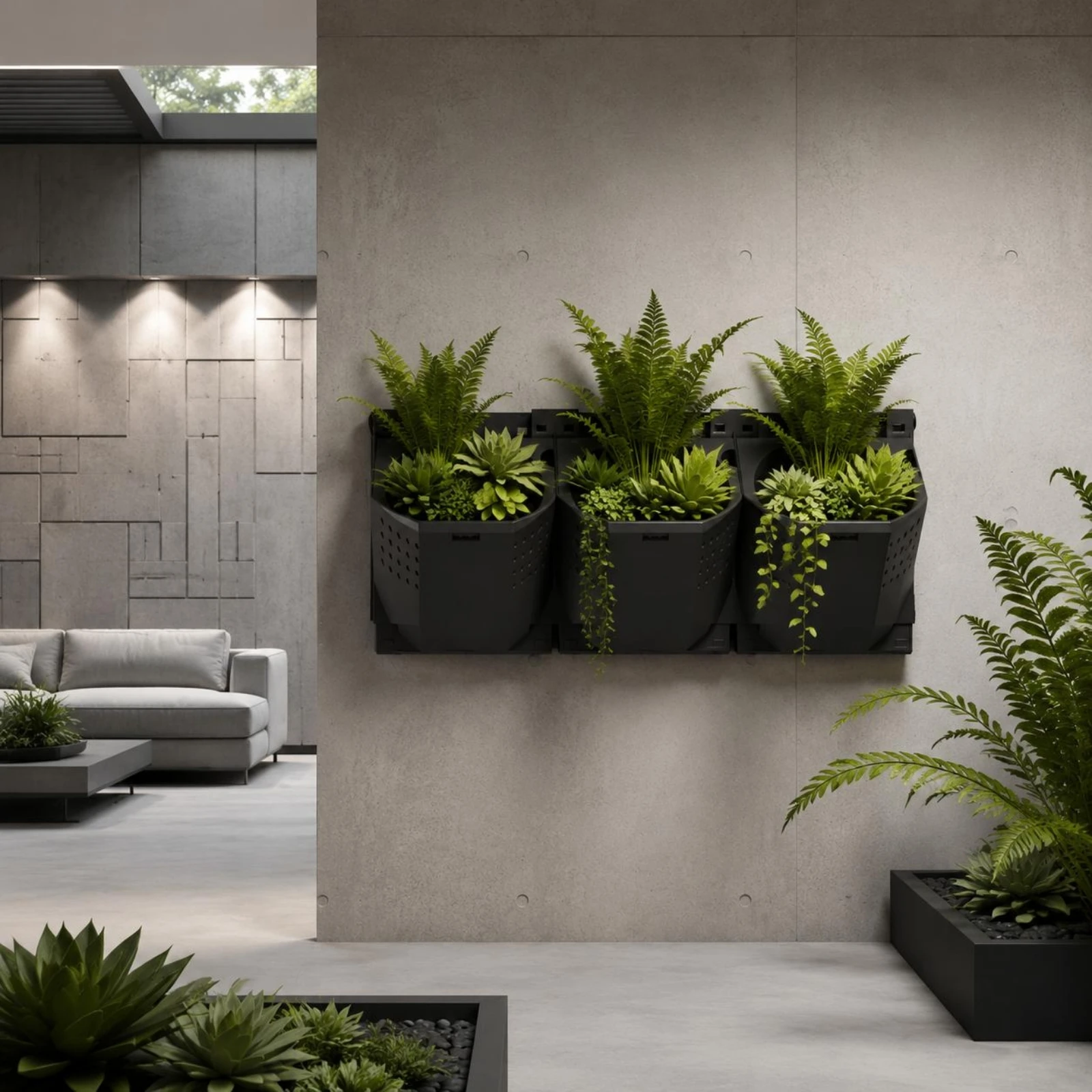 three-pocket-wall-planter-perforated-modular-wall-planter-nonwoven-material-sheet-moisture-retaining